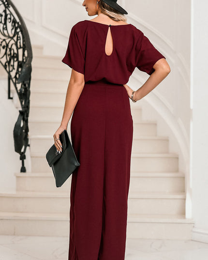 Belted Split Round Neck Dress