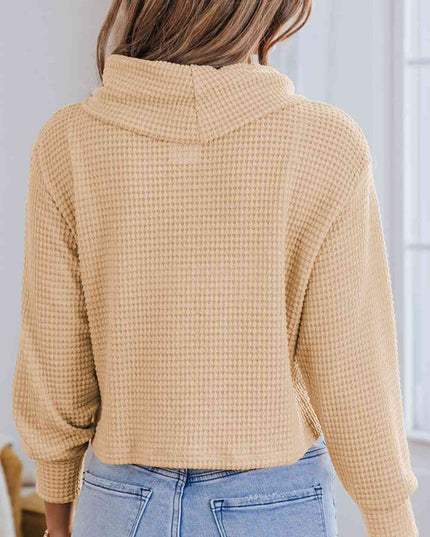 Waffle-Knit High Neck Top