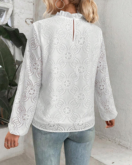 Floral Lace Balloon Sleeve Blouse