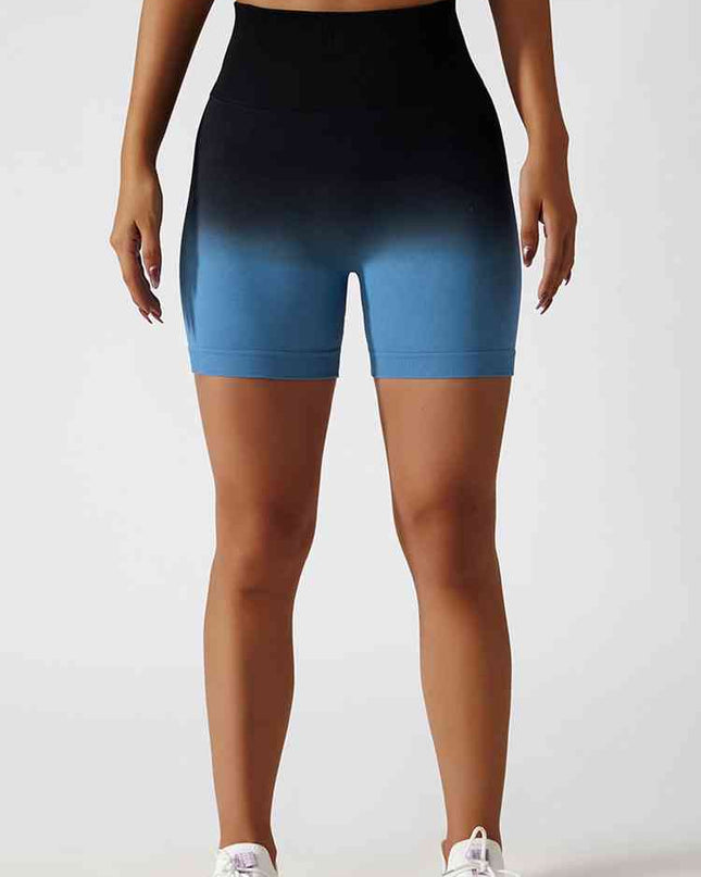 Gradient Wide Waistband Slim Fit Sports Shorts