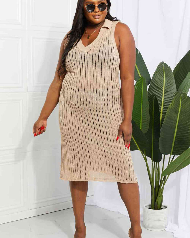 Openwork Johnny Collar Cover Up Dress