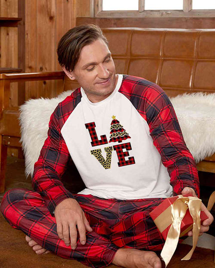 LOVE Graphic Top and Plaid Pants Set