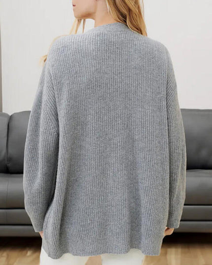 Full Size V-Neck Rib-Knit Cardigan