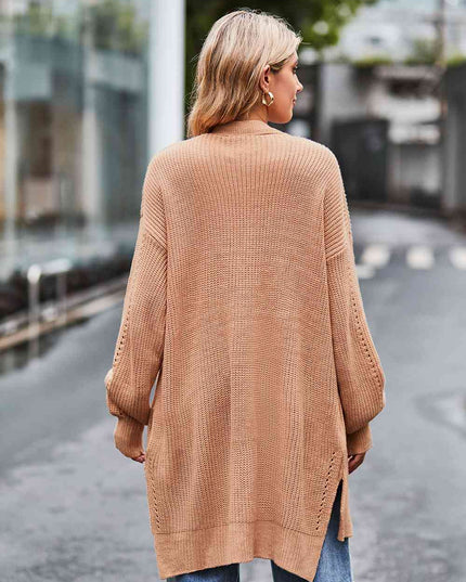 Open Front Dropped Shoulder Longline Cardigan