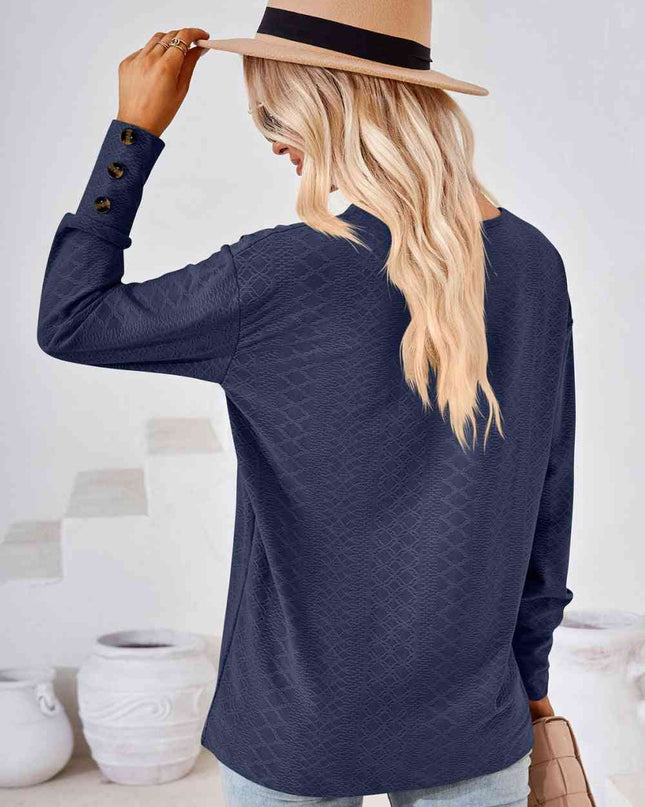 V-Neck Long Sleeve Blouse