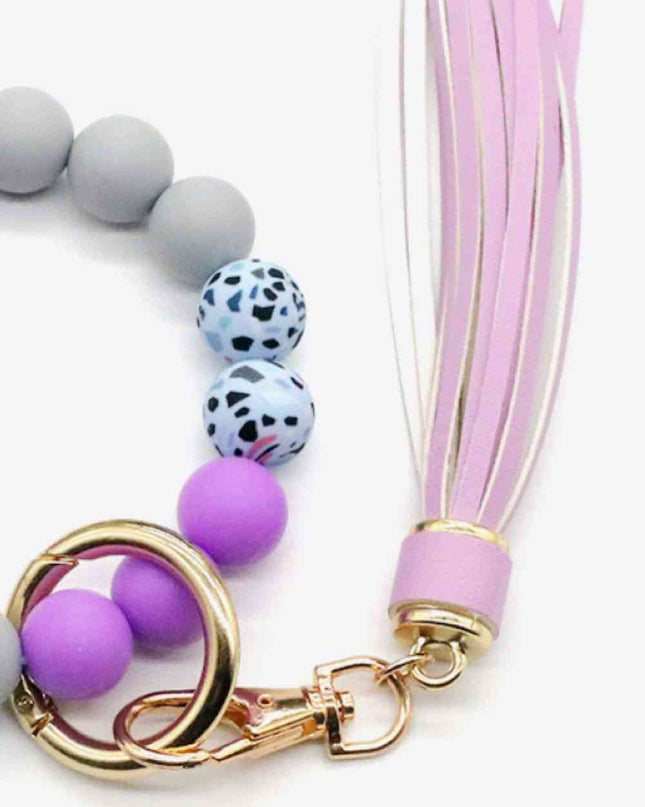 Assorted 2-Pack Multicolored Beaded Tassel Keychain