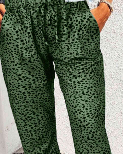 Double Take Leopard Print Joggers with Pockets