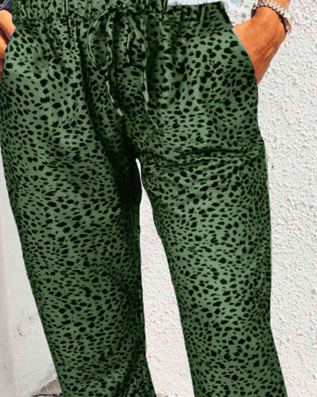Double Take Leopard Print Joggers with Pockets