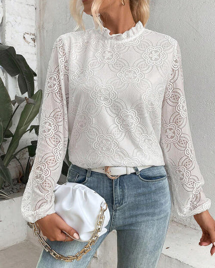 Floral Lace Balloon Sleeve Blouse