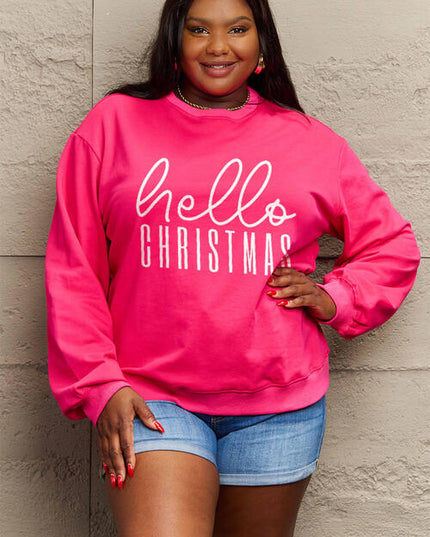 Simply Love Full Size HELLO CHRISTMAS Long Sleeve Sweatshirt
