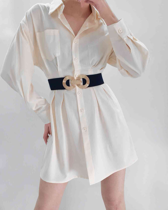 Geometric Buckle Elastic Wide Belt