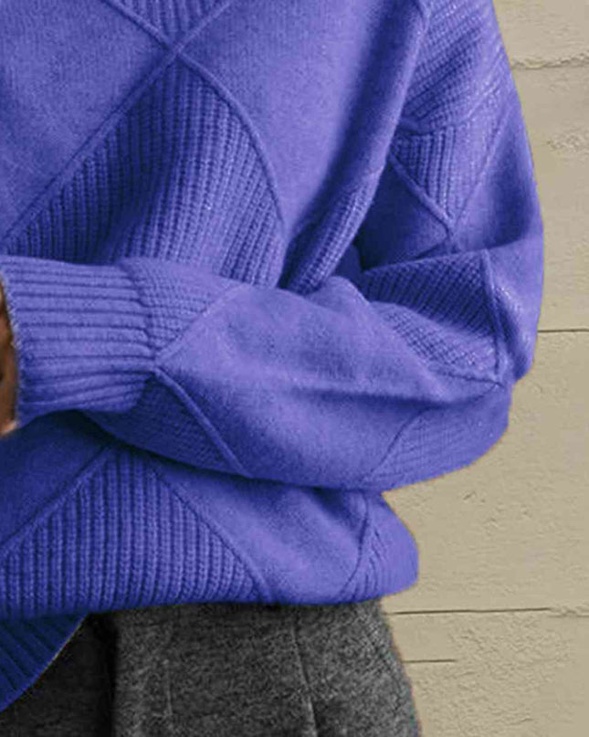 Geometric Turtleneck Long Sleeve Sweater