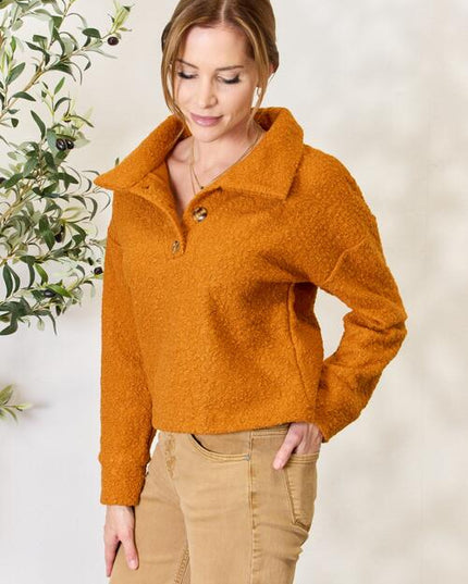 Culture Code Full Size Half Button Turtleneck Sweatshirt