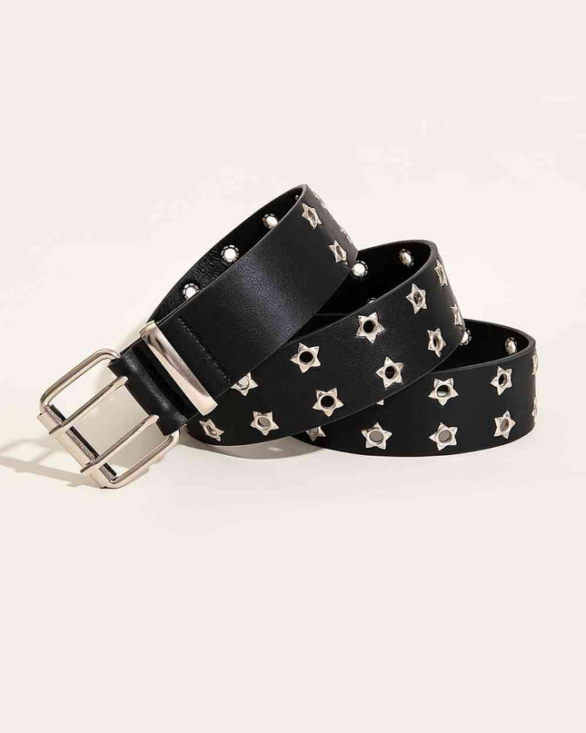 Double Row Star Grommet PU Leather Belt