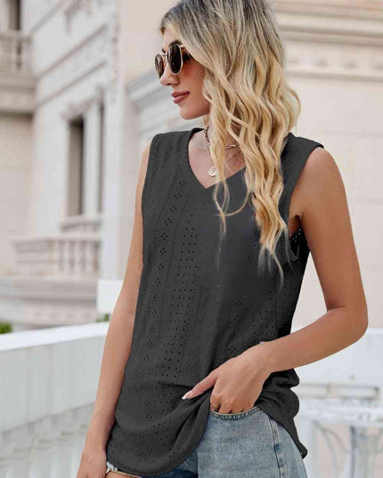 Eyelet V-Neck Tank