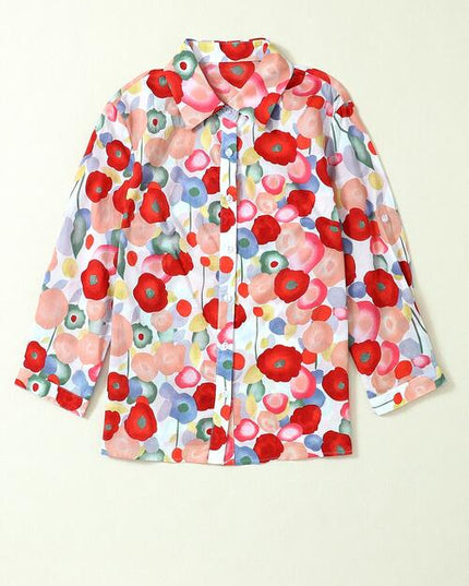 Floral Collared Neck Button Down Shirt