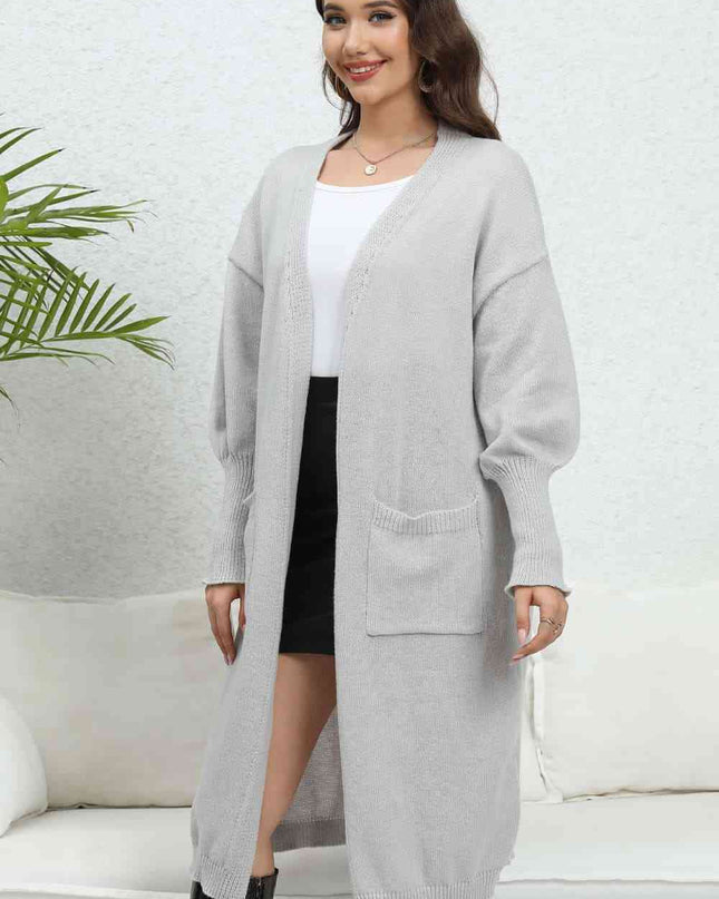 Open Front Dropped Shoulder Cardigan