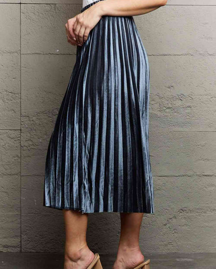 Ninexis Accordion Pleated Flowy Midi Skirt