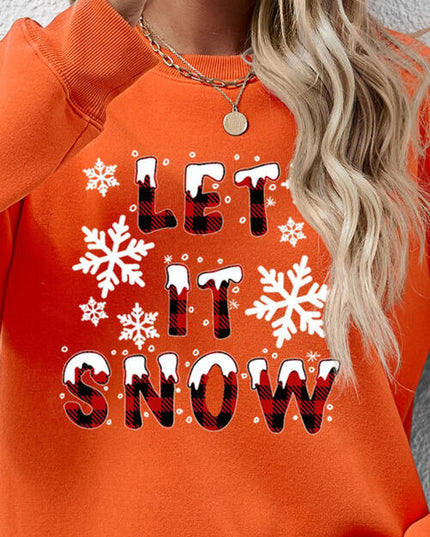 LET IT SNOW Round Neck Long Sleeve Sweatshirt