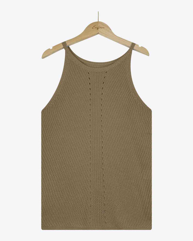 Openwork Grecian Neck Knit Tank Top