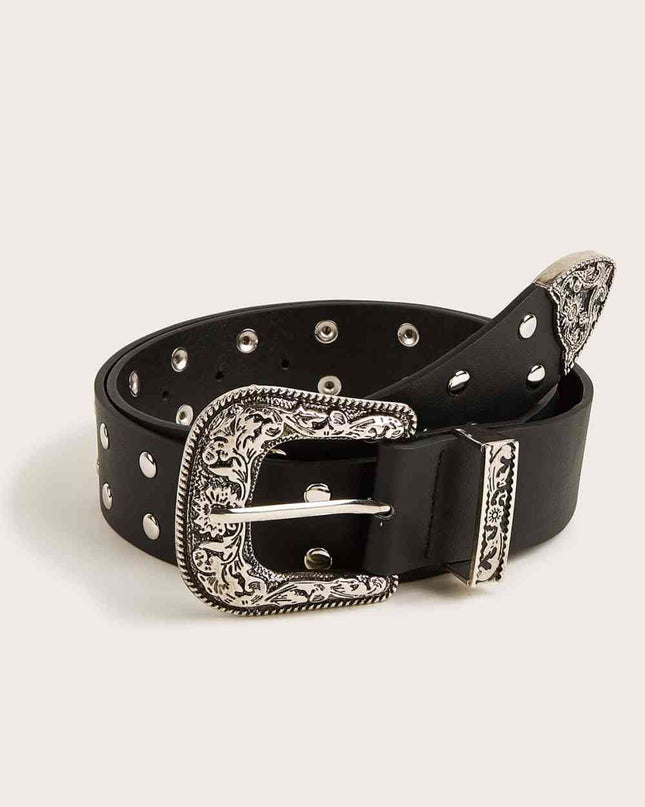 Double Row Studded PU Leather Belt