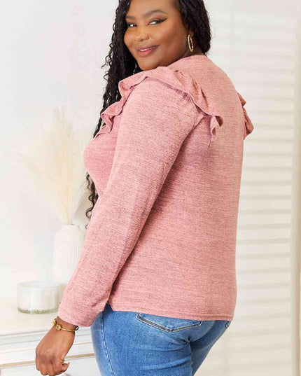 Double Take Ruffle Shoulder Long Sleeve T-Shirt