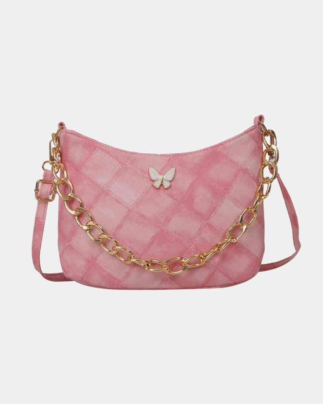 Butterfly Decor PU Leather Shoulder Bag