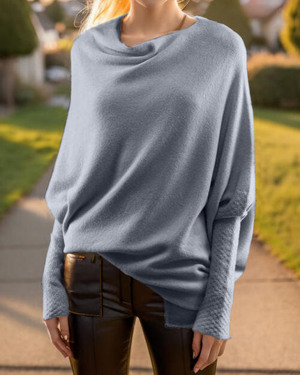 Texture Round Neck Long Sleeve Sweater