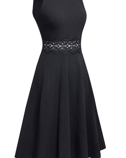 Round Neck Sleeveless Lace Trim Dress