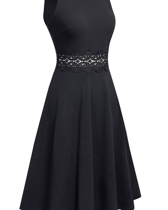 Round Neck Sleeveless Lace Trim Dress