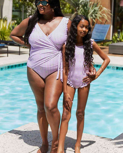 Marina West Swim Full Size Float On Ruffle Faux Wrap One-Piece in Carnation Pink
