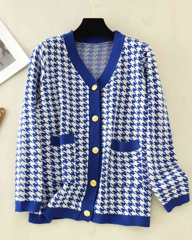 Houndstooth Button Down Cardigan