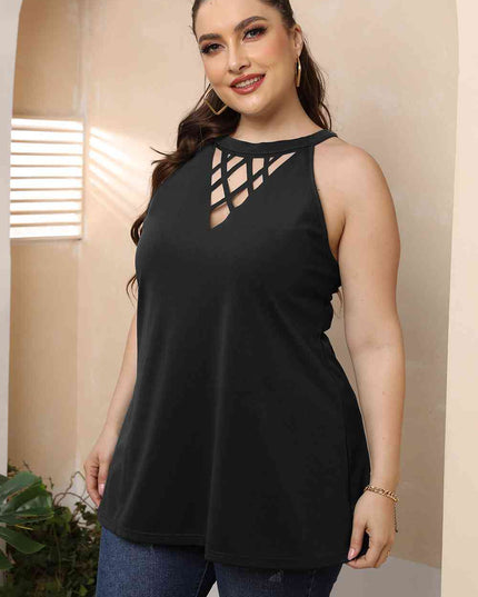 Plus Size Halter Neck Cutout Sleeveless Dress