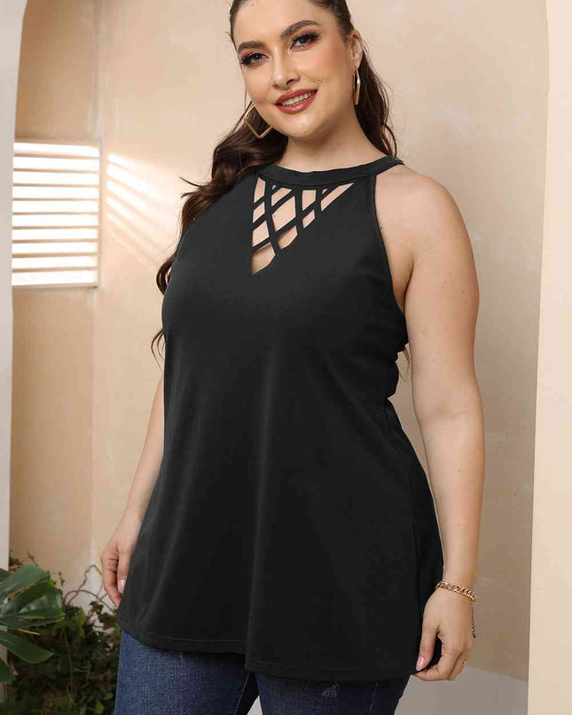 Plus Size Halter Neck Cutout Sleeveless Dress