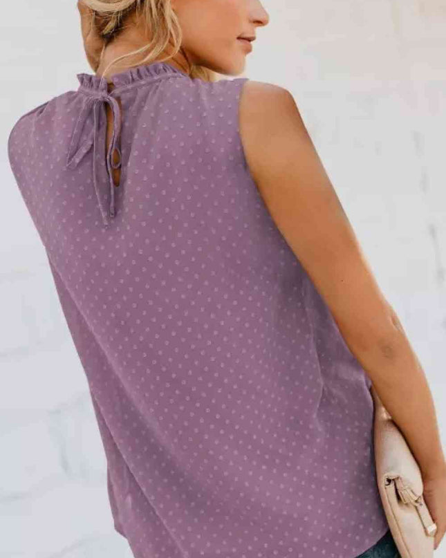 Smocked Tie Back Frill Trim Tank