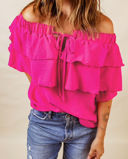 Tied Off-Shoulder Layered Blouse