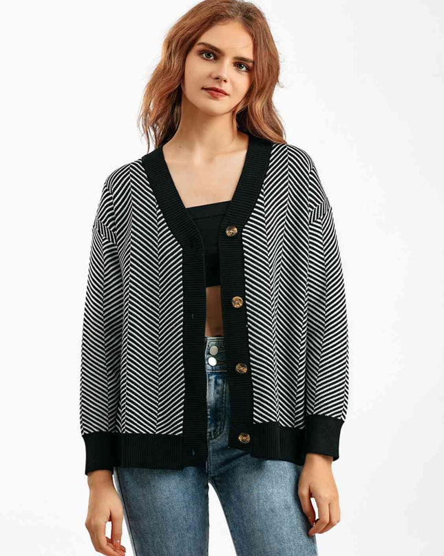 Button Down V-Neck Cardigan