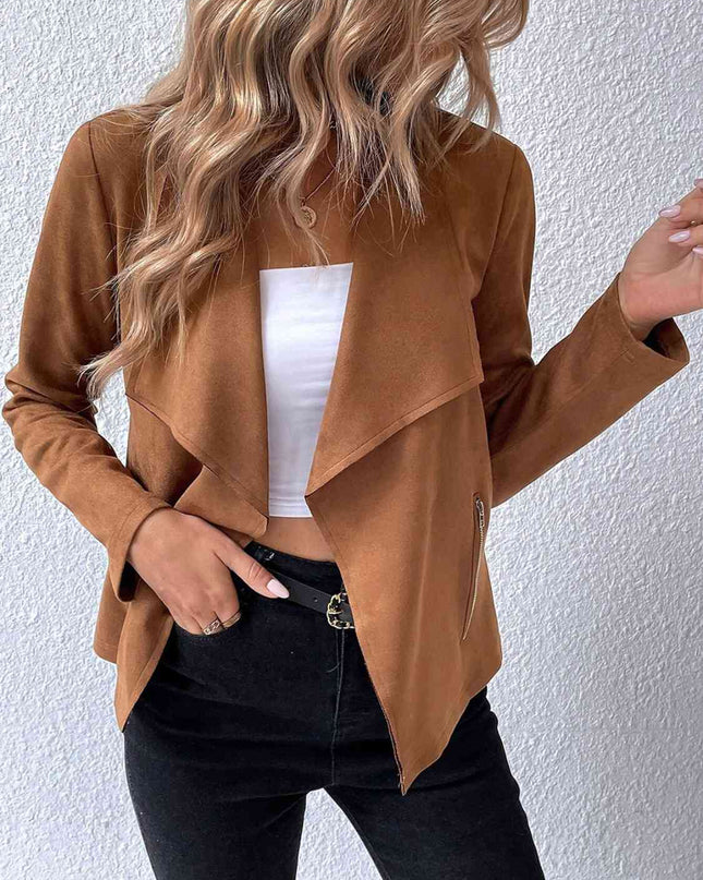 Collared Neck Long Sleeve Jacket