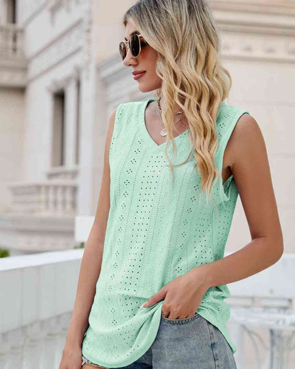 Eyelet V-Neck Tank