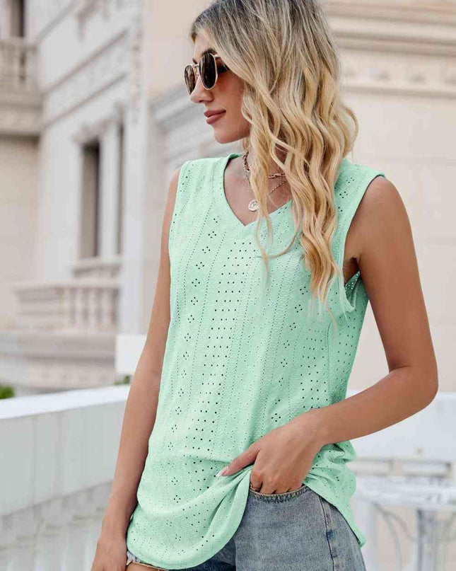 Eyelet V-Neck Tank