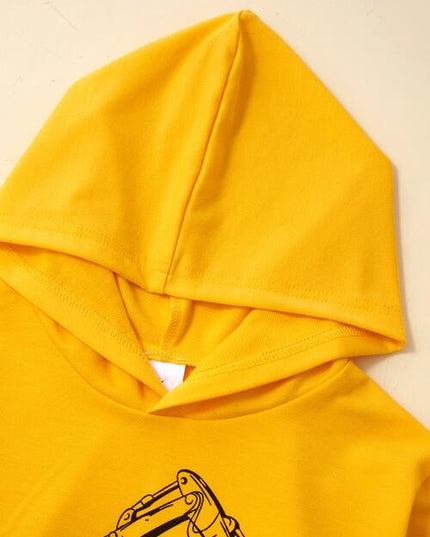 Graphic Hooded Top and Contrast Pants Set
