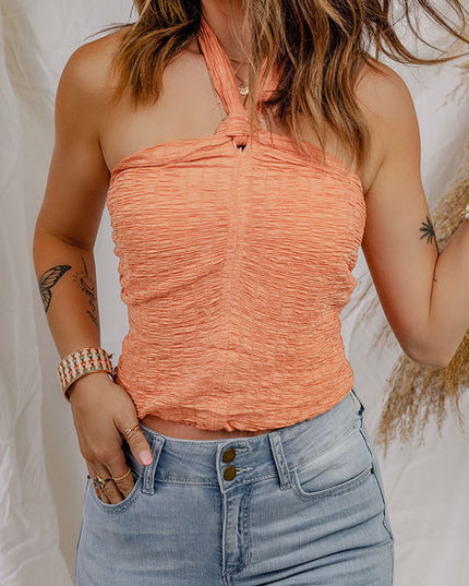 Smocked Halter Neck Top