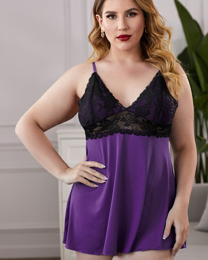 Lace See-Through Plus Size Chemise
