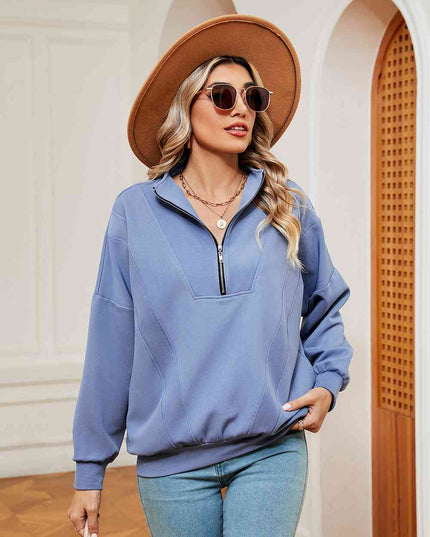 Half-Zip Dropped Shoulder Sweatshirt