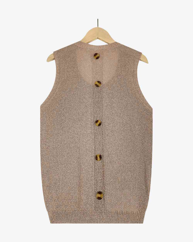 Buttoned Pocket Knit Tank