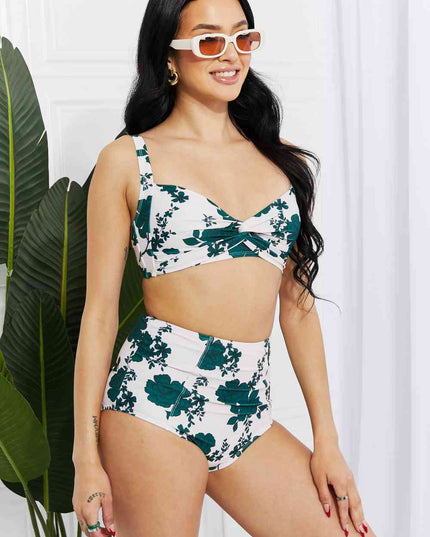 Marina West Swim Take A Dip Twist High-Rise Bikini in Forest