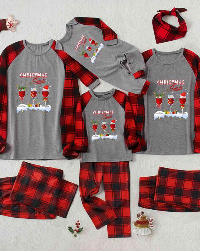 CHRISTMAS SPIRITS Graphic Top and Plaid Pants Set