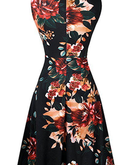 Printed Smocked Waist Sleeveless Dress