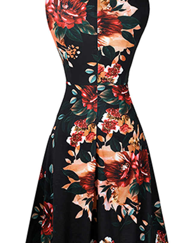 Printed Smocked Waist Sleeveless Dress