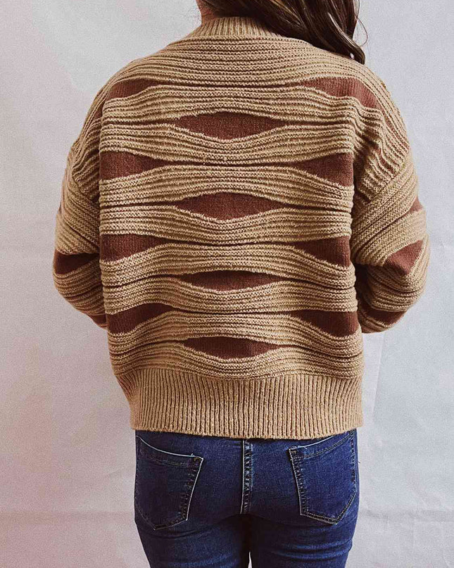 Color Block Button Front Cardigan
